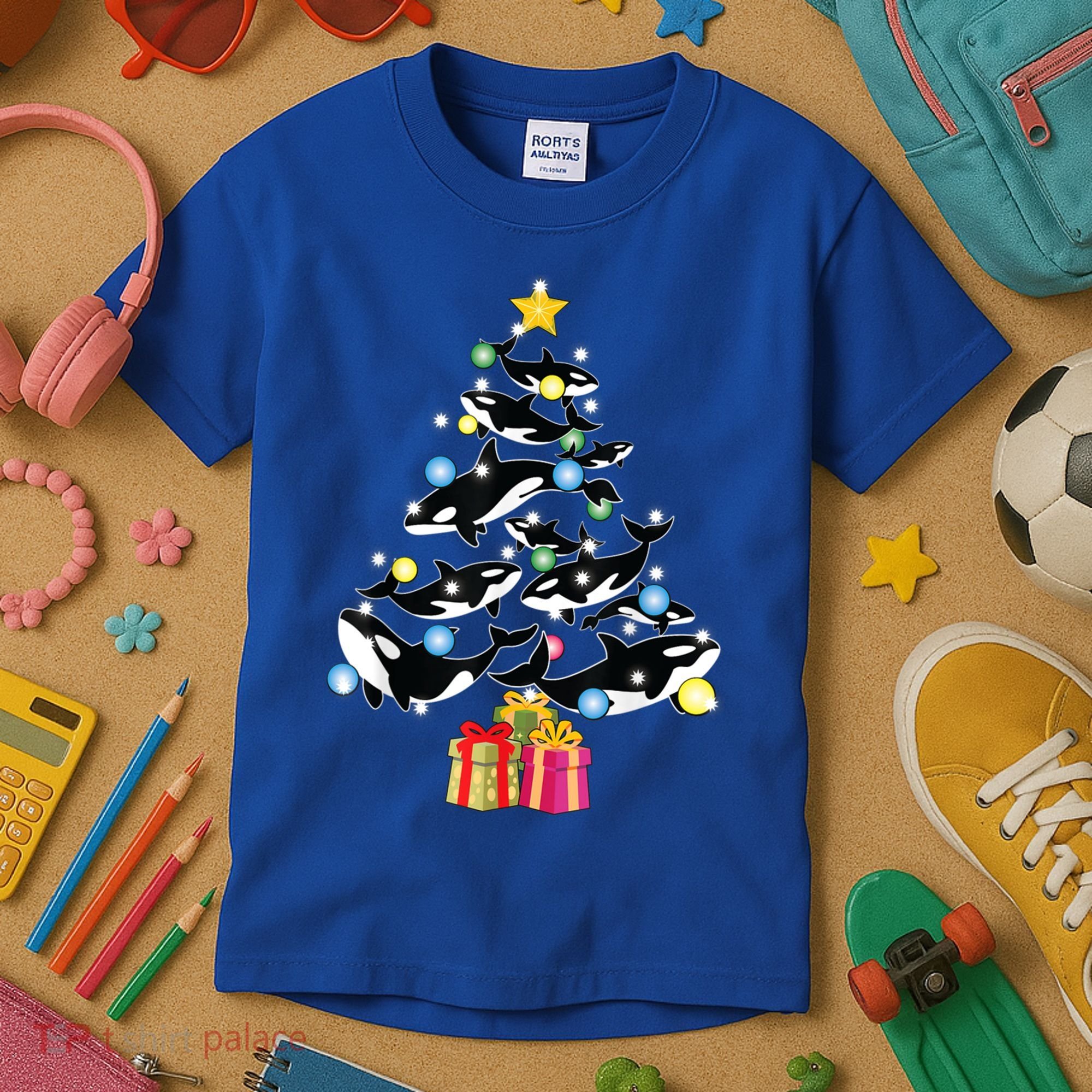 Orca Killer Whale Christmas Tree Orca Whales Lover Gift Kids T-Shirt