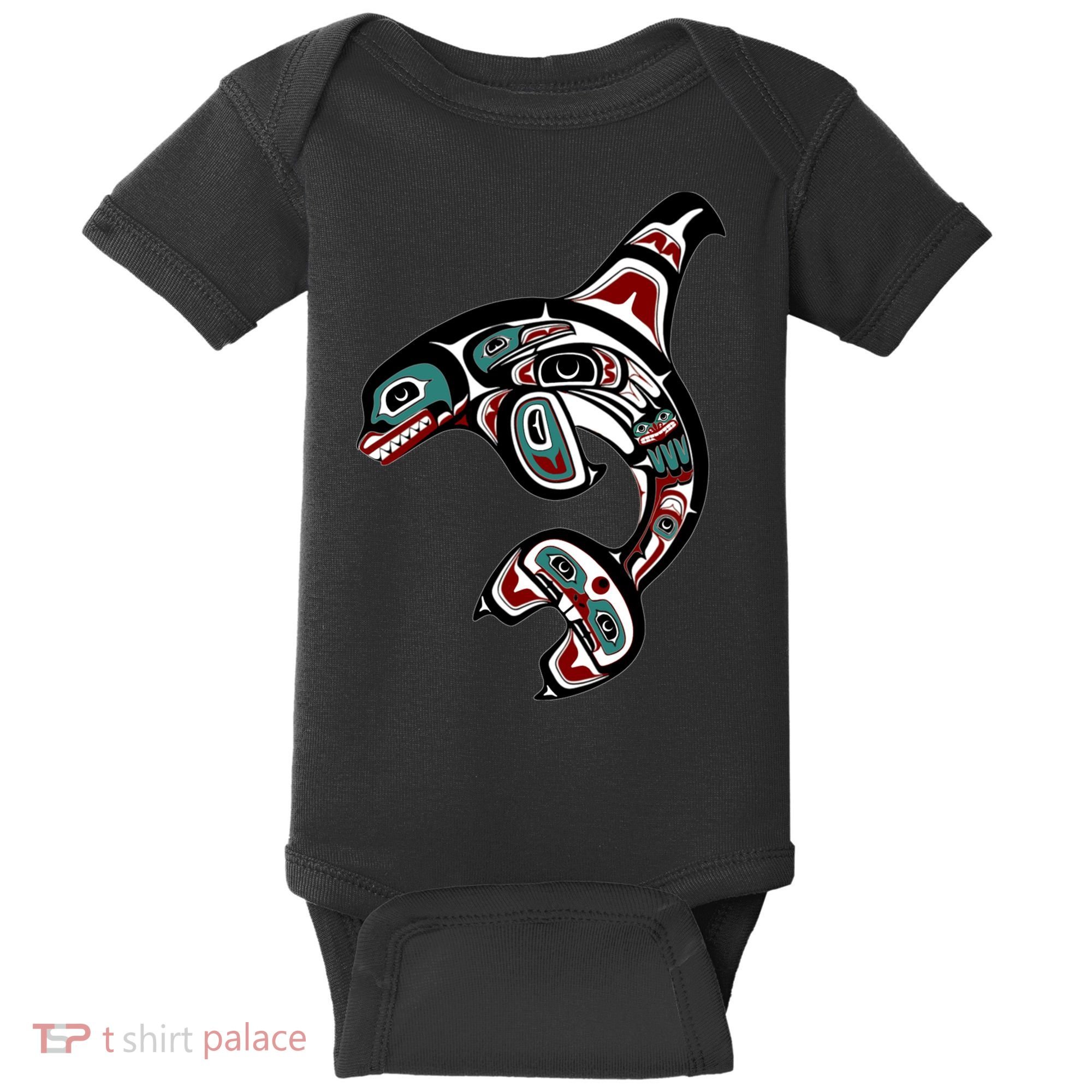 Orca Killer Whale Pacific Northwest Alaska Native American Baby Bodysuit