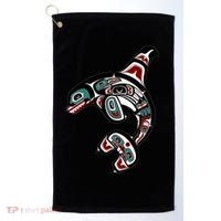Orca Killer Whale Pacific Northwest Alaska Native American Golf Towel thumb 0