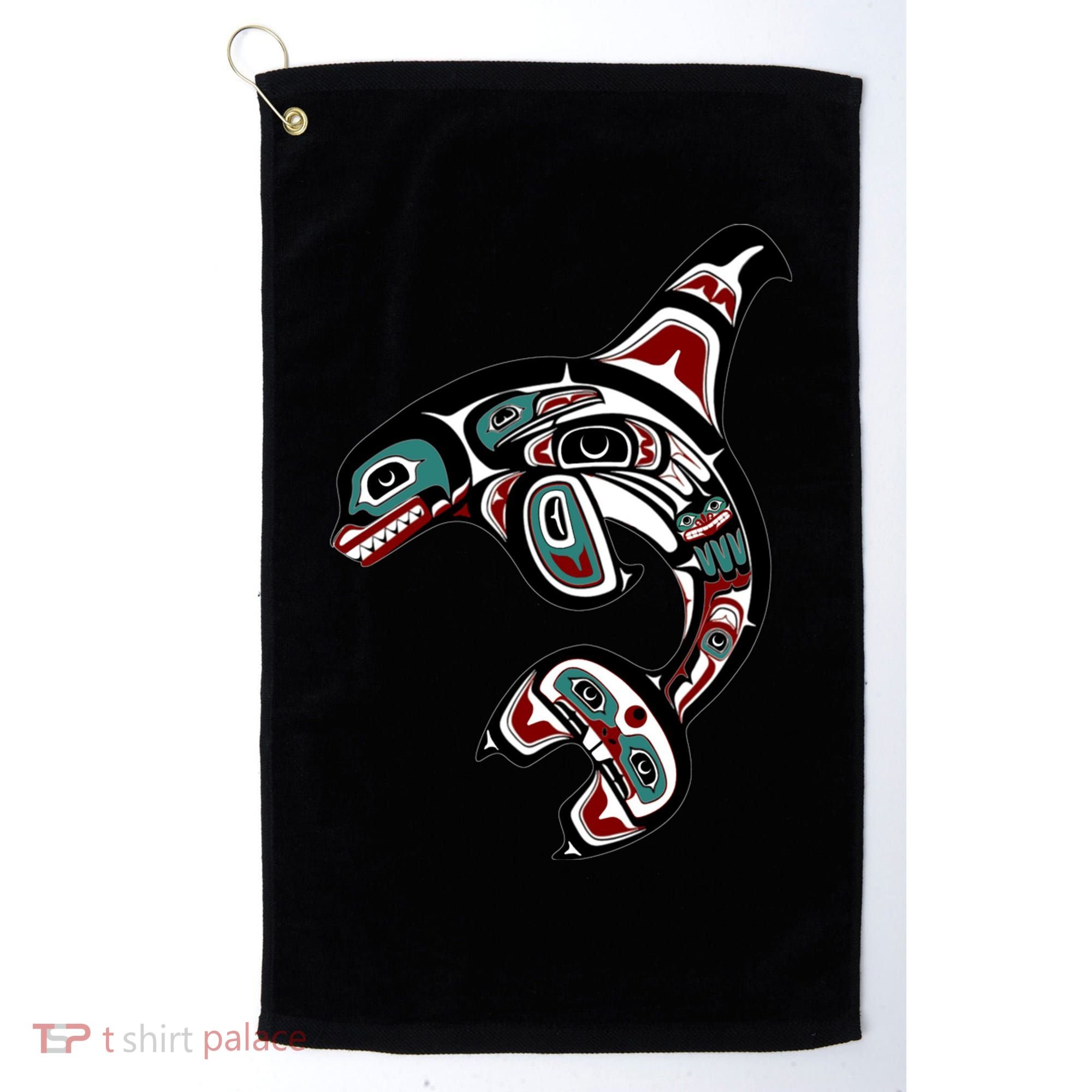 Orca Killer Whale Pacific Northwest Alaska Native American Golf Towel