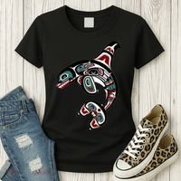 Orca Killer Whale Pacific Northwest Alaska Native American Women's T-Shirt thumb 3