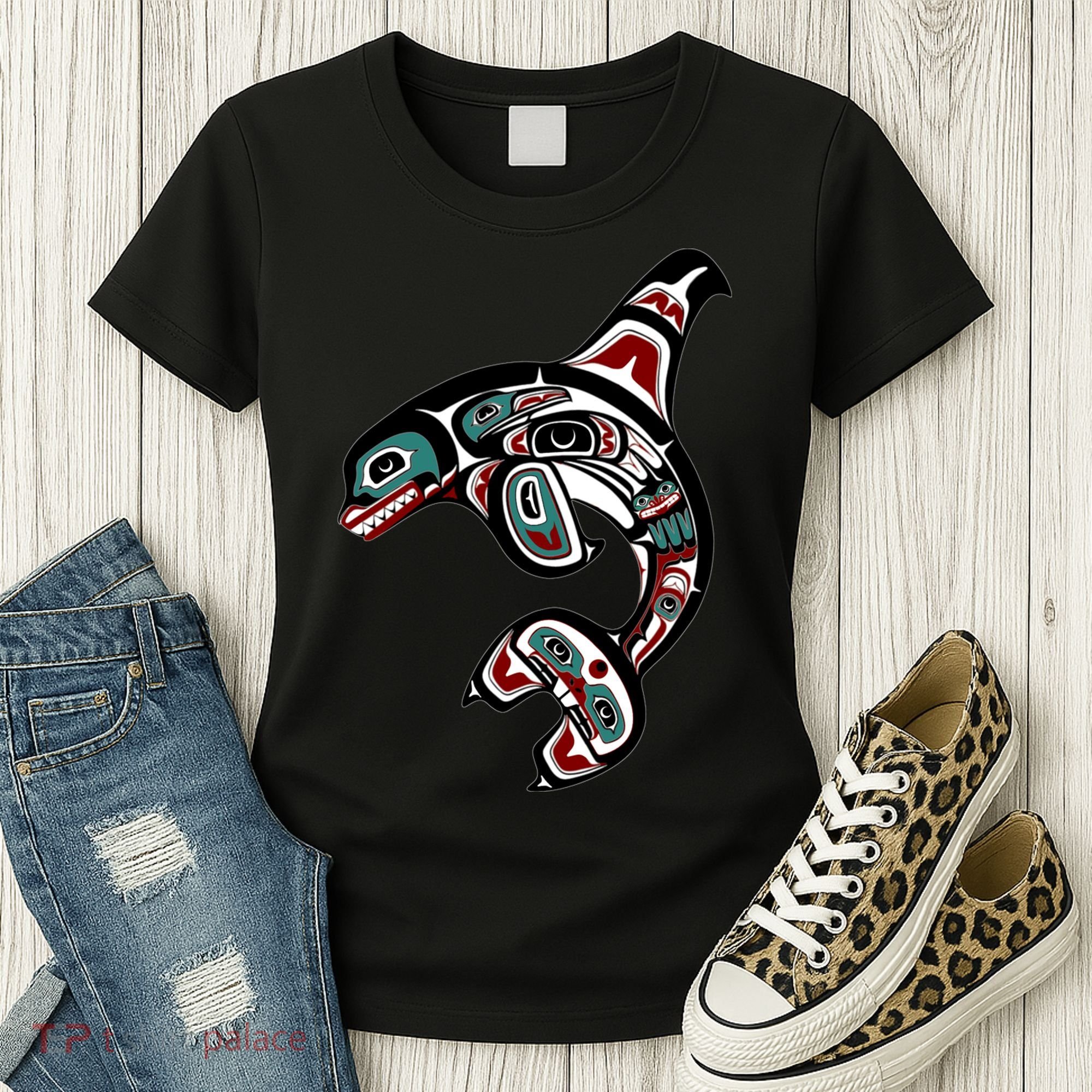 Orca Killer Whale Pacific Northwest Alaska Native American Women's T-Shirt