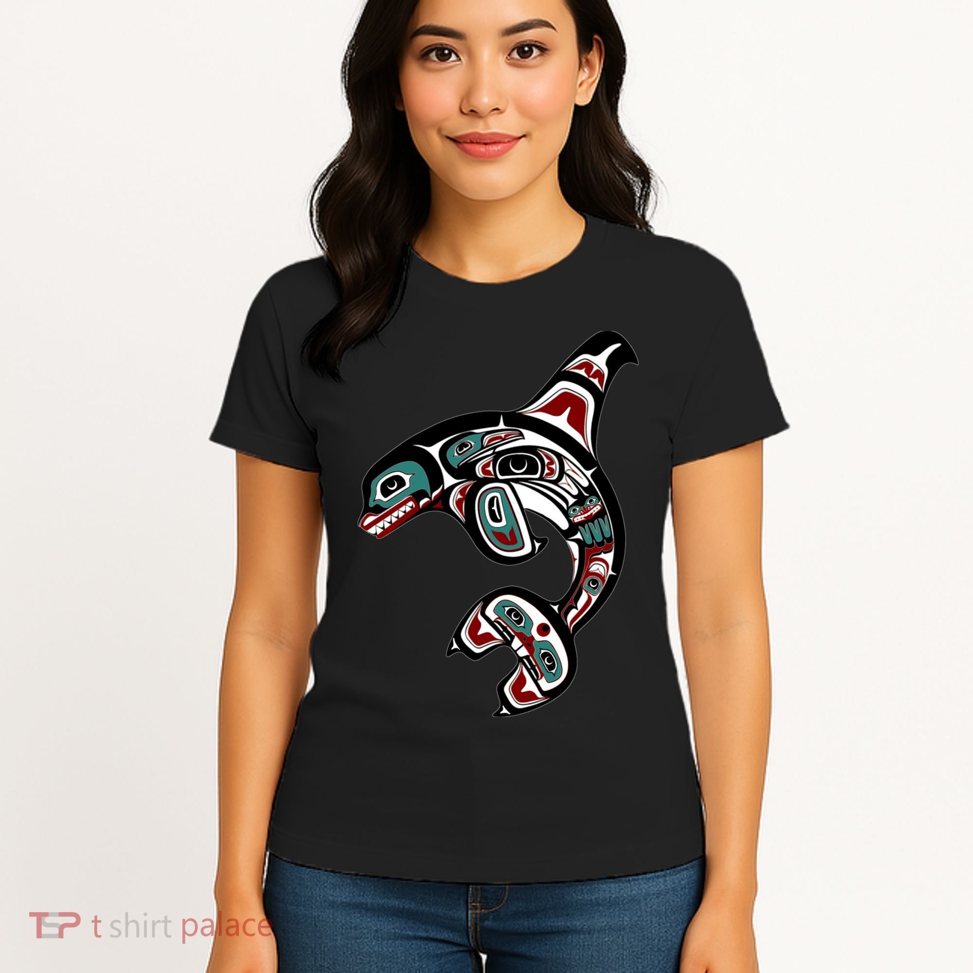 Orca Killer Whale Pacific Northwest Alaska Native American Women's T-Shirt