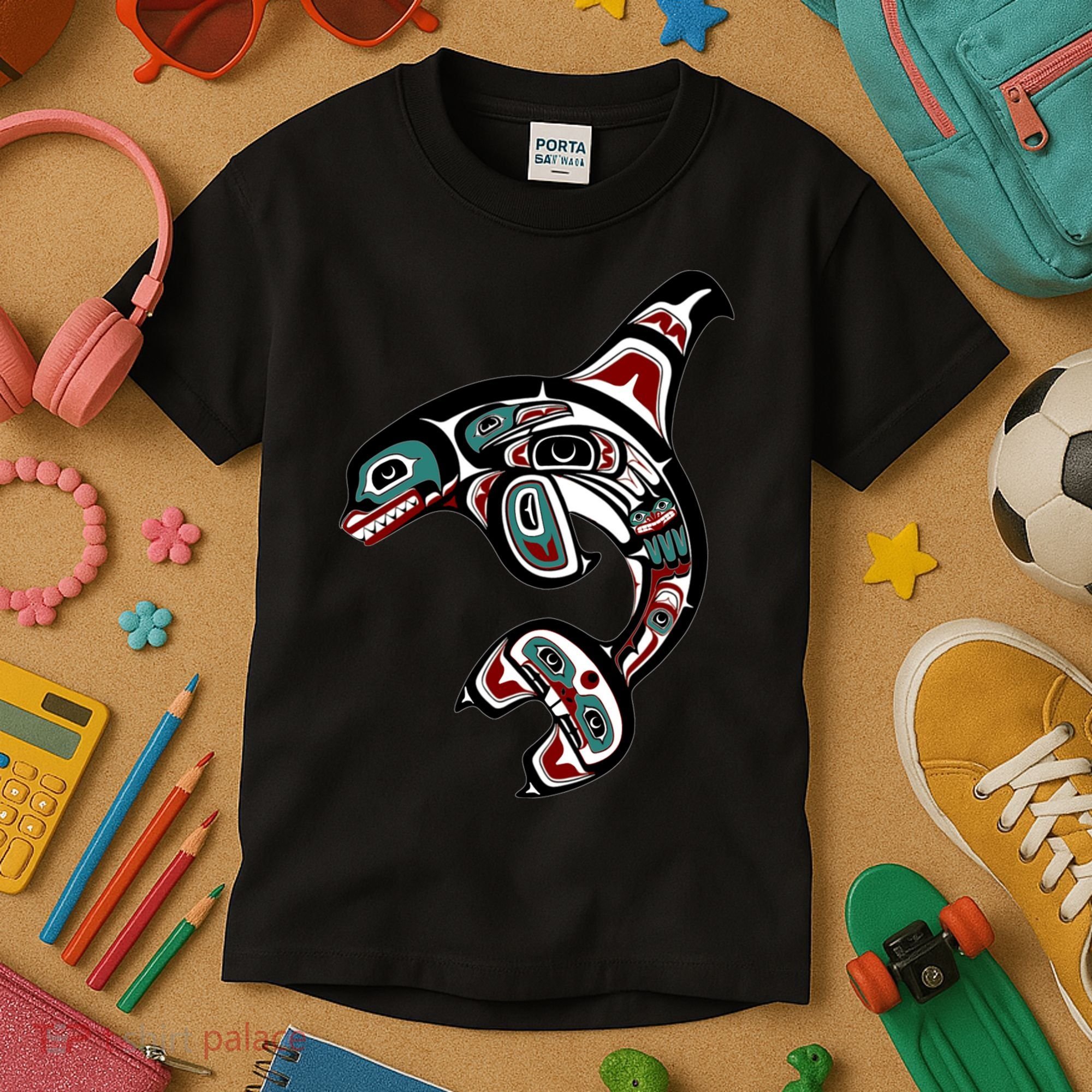 Orca Killer Whale Pacific Northwest Alaska Native American Kids T-Shirt
