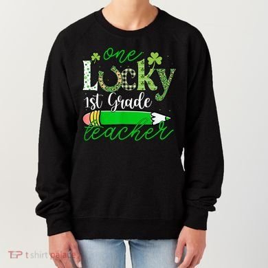 One Lucky 1st Grade Teacher St PatrickS Day Pencil Leopard Women's Sweatshirt