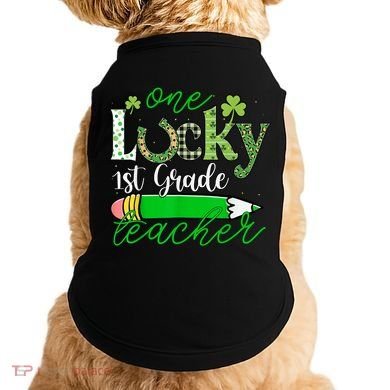 One Lucky 1st Grade Teacher St PatrickS Day Pencil Leopard Doggie Tank