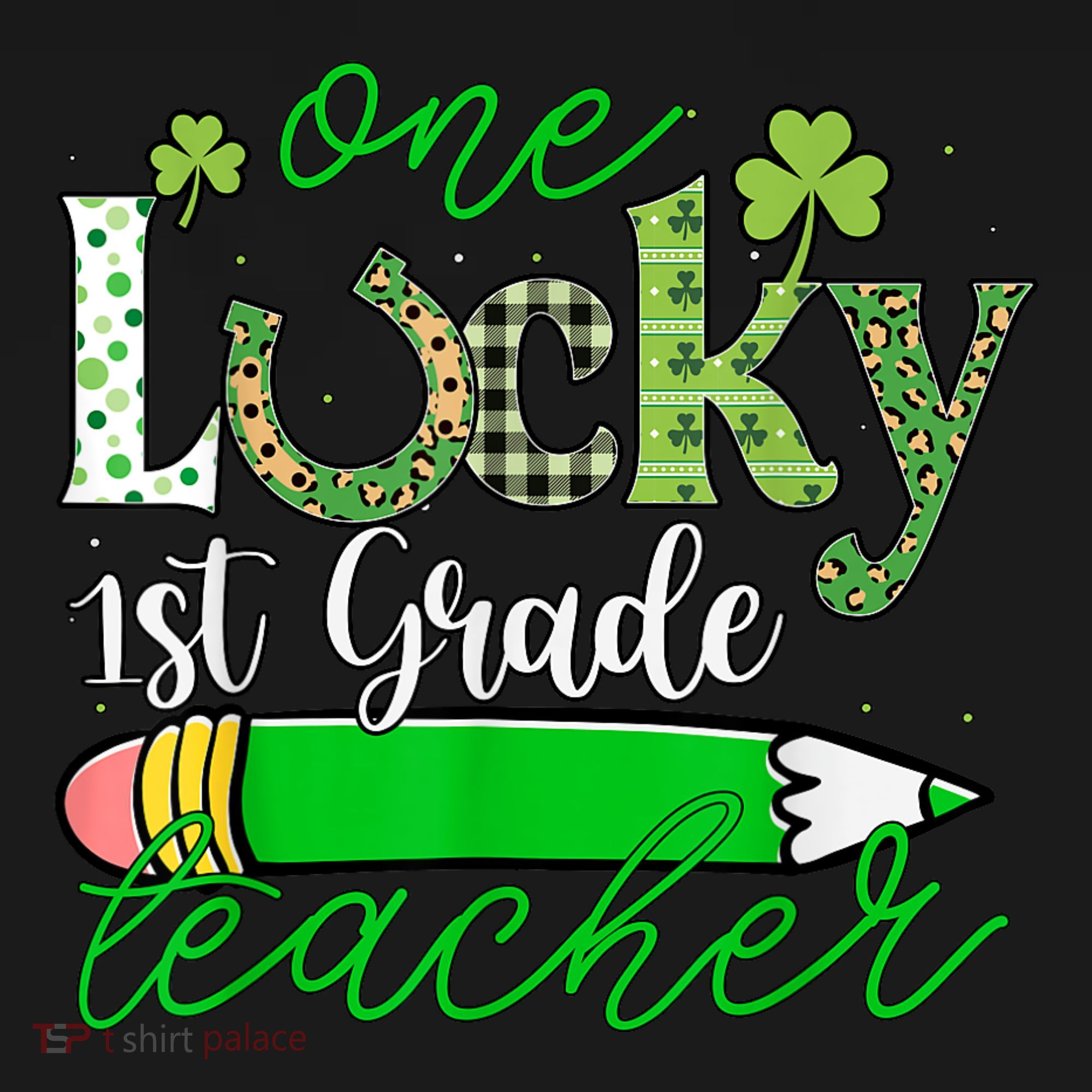 One Lucky 1st Grade Teacher St PatrickS Day Pencil Leopard Doggie Tank