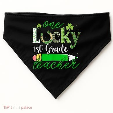 One Lucky 1st Grade Teacher St PatrickS Day Pencil Leopard USA-Made Doggie Bandana