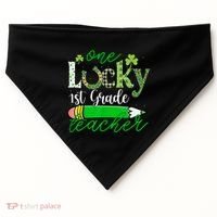 One Lucky 1st Grade Teacher St PatrickS Day Pencil Leopard USA-Made Doggie Bandana thumb 0