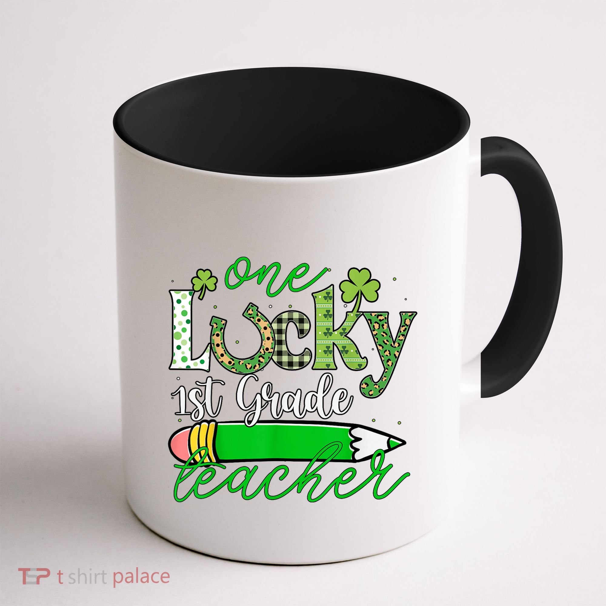 One Lucky 1st Grade Teacher St PatrickS Day Pencil Leopard Coffee Mug