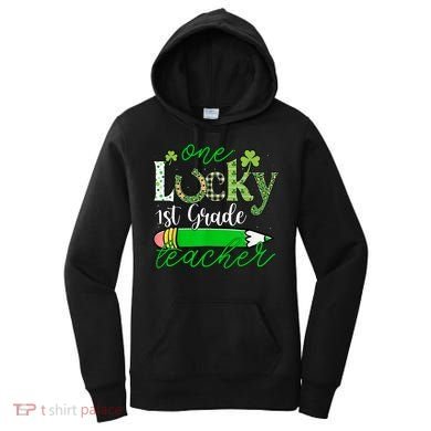 One Lucky 1st Grade Teacher St PatrickS Day Pencil Leopard Women's Hoodie