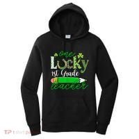 One Lucky 1st Grade Teacher St PatrickS Day Pencil Leopard Women's Hoodie thumb 0