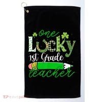 One Lucky 1st Grade Teacher St PatrickS Day Pencil Leopard Golf Towel thumb 0