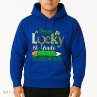One Lucky 1st Grade Teacher St PatrickS Day Pencil Leopard Hoodie thumb 2