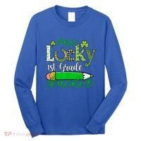 One Lucky 1st Grade Teacher St PatrickS Day Pencil Leopard Long Sleeve Shirt thumb 0