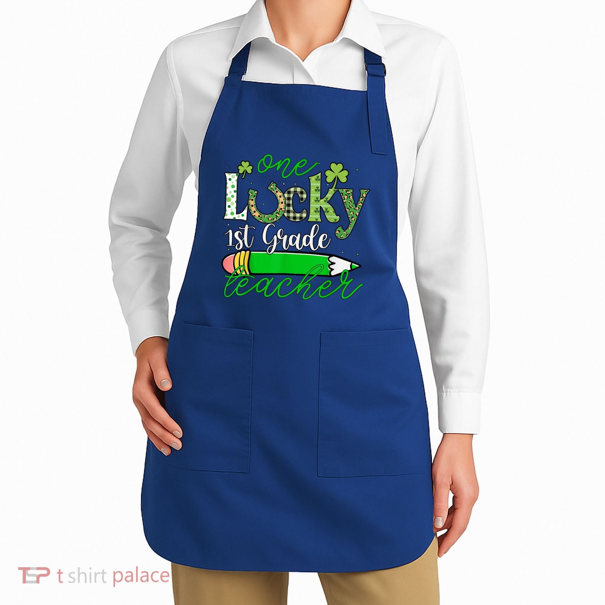 One Lucky 1st Grade Teacher St PatrickS Day Pencil Leopard Apron