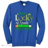 One Lucky 1st Grade Teacher St PatrickS Day Pencil Leopard Sweatshirt thumb 0