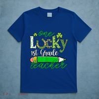 One Lucky 1st Grade Teacher St PatrickS Day Pencil Leopard T-Shirt thumb 5