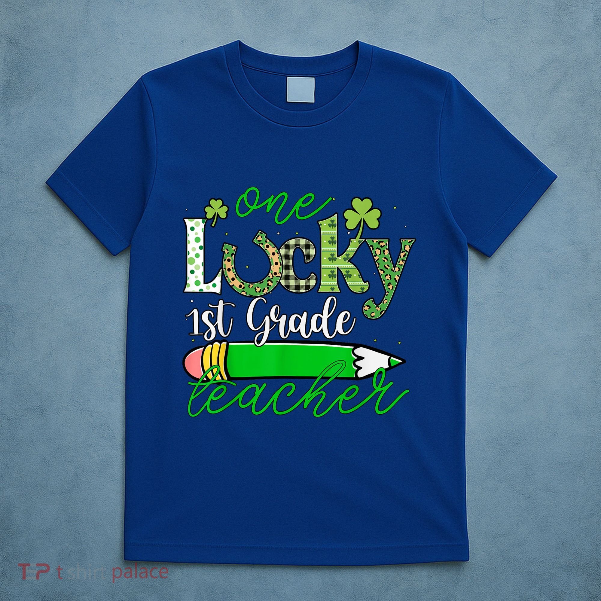 One Lucky 1st Grade Teacher St PatrickS Day Pencil Leopard T-Shirt