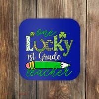 One Lucky 1st Grade Teacher St PatrickS Day Pencil Leopard Coaster thumb 0