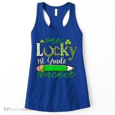One Lucky 1st Grade Teacher St PatrickS Day Pencil Leopard Women's Tank Top