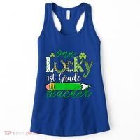 One Lucky 1st Grade Teacher St PatrickS Day Pencil Leopard Women's Tank Top thumb 0