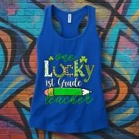 One Lucky 1st Grade Teacher St PatrickS Day Pencil Leopard Women's Tank Top thumb 3