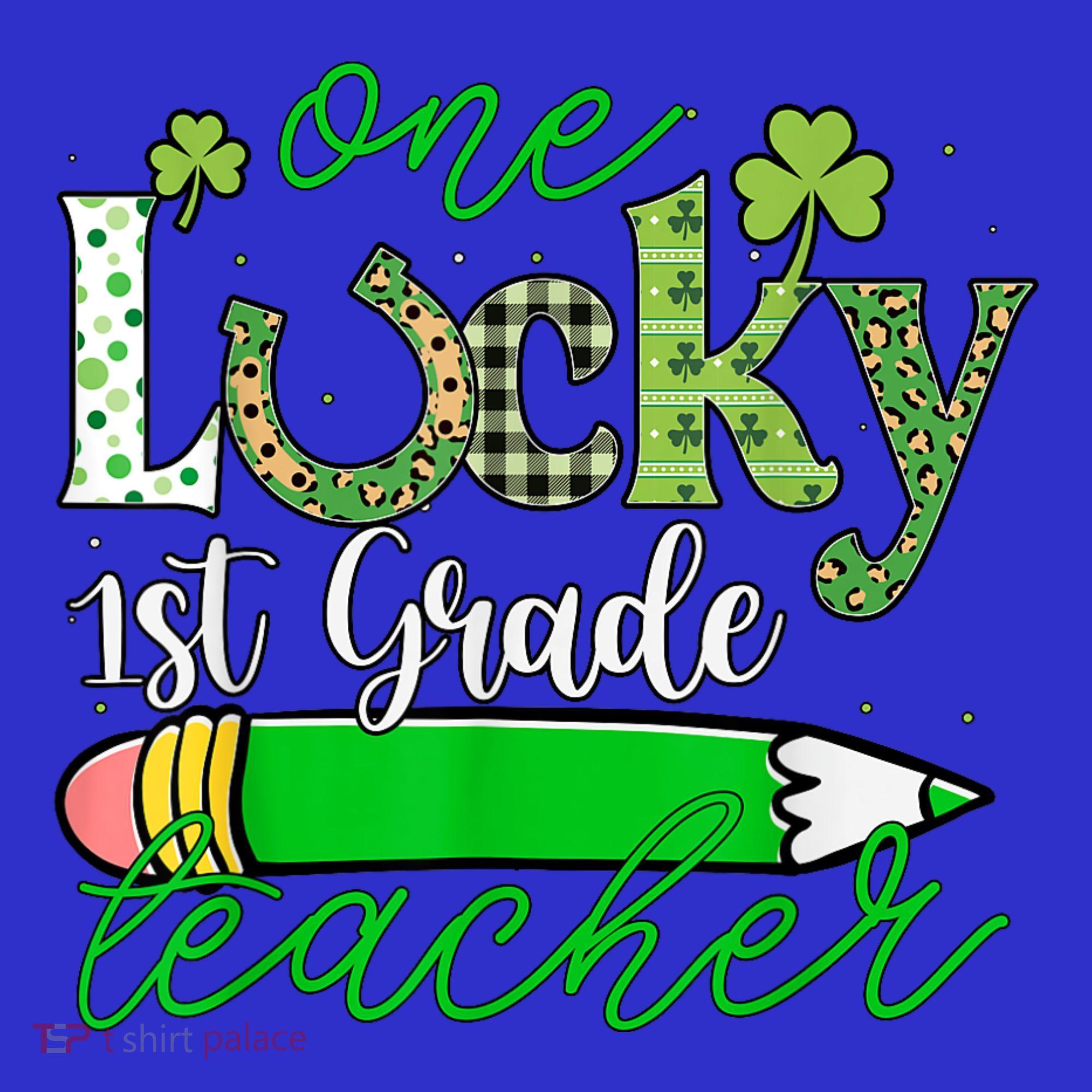 One Lucky 1st Grade Teacher St PatrickS Day Pencil Leopard Women's Tank Top