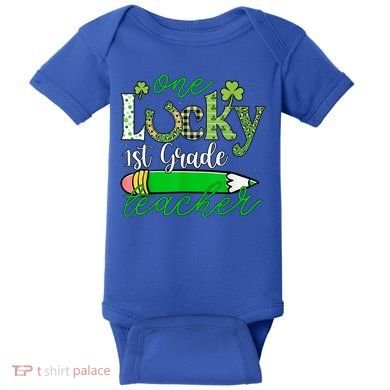 One Lucky 1st Grade Teacher St PatrickS Day Pencil Leopard Baby Bodysuit