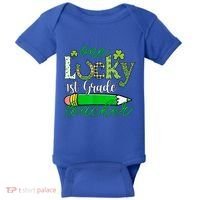 One Lucky 1st Grade Teacher St PatrickS Day Pencil Leopard Baby Bodysuit thumb 0