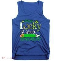 One Lucky 1st Grade Teacher St PatrickS Day Pencil Leopard Tank Top thumb 0