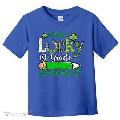One Lucky 1st Grade Teacher St PatrickS Day Pencil Leopard Toddler T-Shirt