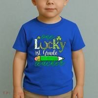 One Lucky 1st Grade Teacher St PatrickS Day Pencil Leopard Toddler T-Shirt thumb 2