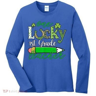 One Lucky 1st Grade Teacher St PatrickS Day Pencil Leopard Women's Long Sleeve Shirt