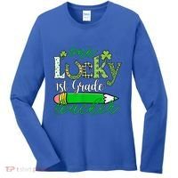 One Lucky 1st Grade Teacher St PatrickS Day Pencil Leopard Women's Long Sleeve Shirt thumb 0