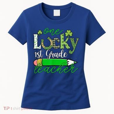One Lucky 1st Grade Teacher St PatrickS Day Pencil Leopard Women's T-Shirt