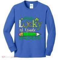 One Lucky 1st Grade Teacher St PatrickS Day Pencil Leopard Kids Long Sleeve Shirt thumb 0