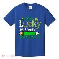One Lucky 1st Grade Teacher St PatrickS Day Pencil Leopard Kids T-Shirt thumb 0