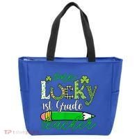One Lucky 1st Grade Teacher St PatrickS Day Pencil Leopard Tote Bag thumb 0