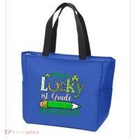 One Lucky 1st Grade Teacher St PatrickS Day Pencil Leopard Tote Bag thumb 3