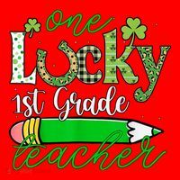 One Lucky 1st Grade Teacher St PatrickS Day Pencil Leopard Santa Hat thumb 1