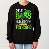 One Lucky 2nd Grade Teacher Pencil Shamrock St Patricks Day Women's Sweatshirt thumb 0