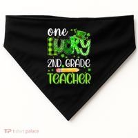 One Lucky 2nd Grade Teacher Pencil Shamrock St Patricks Day USA-Made Doggie Bandana thumb 0