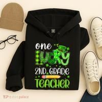One Lucky 2nd Grade Teacher Pencil Shamrock St Patricks Day Hoodie thumb 4