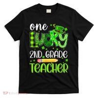 One Lucky 2nd Grade Teacher Pencil Shamrock St Patricks Day T-Shirt thumb 0