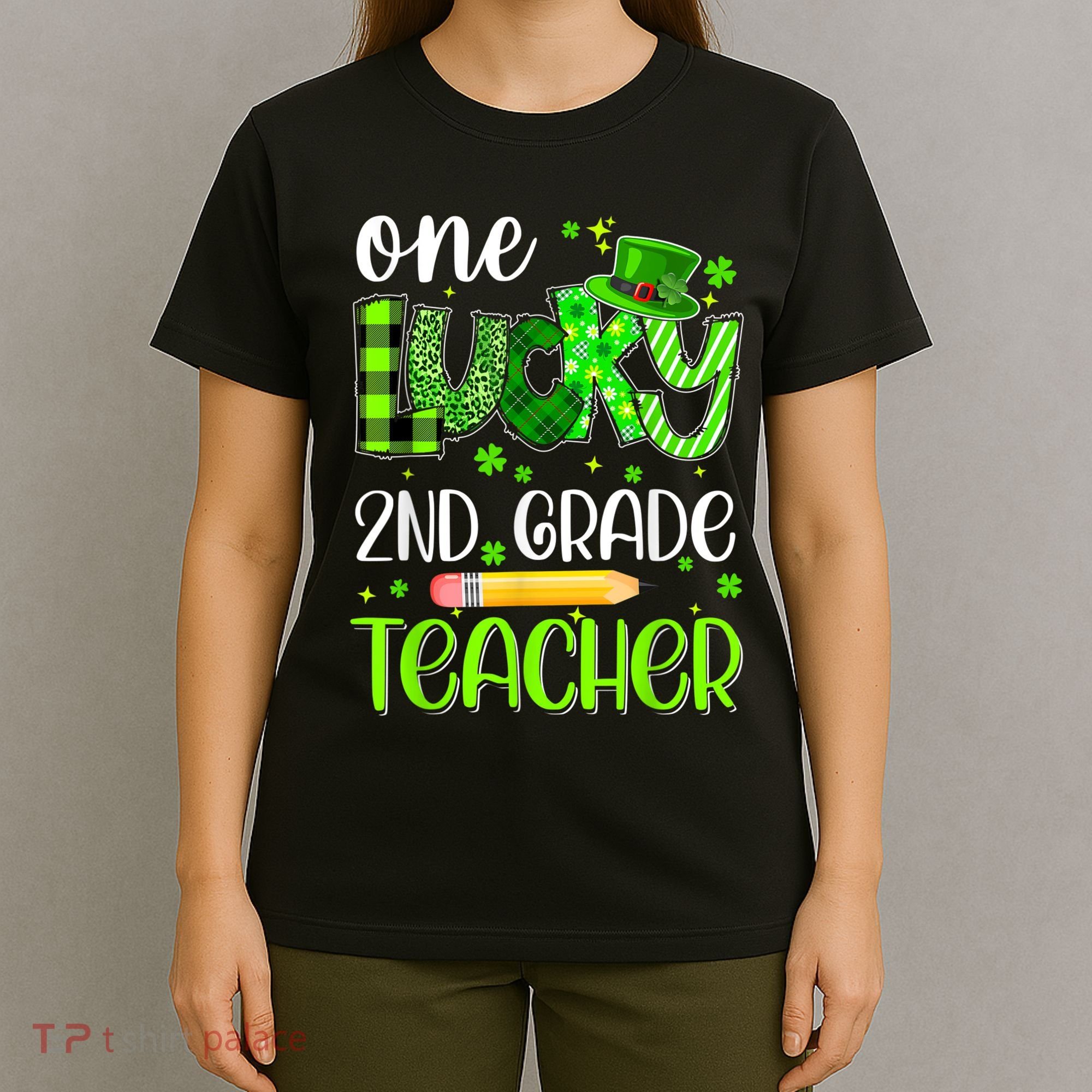 One Lucky 2nd Grade Teacher Pencil Shamrock St Patricks Day T-Shirt