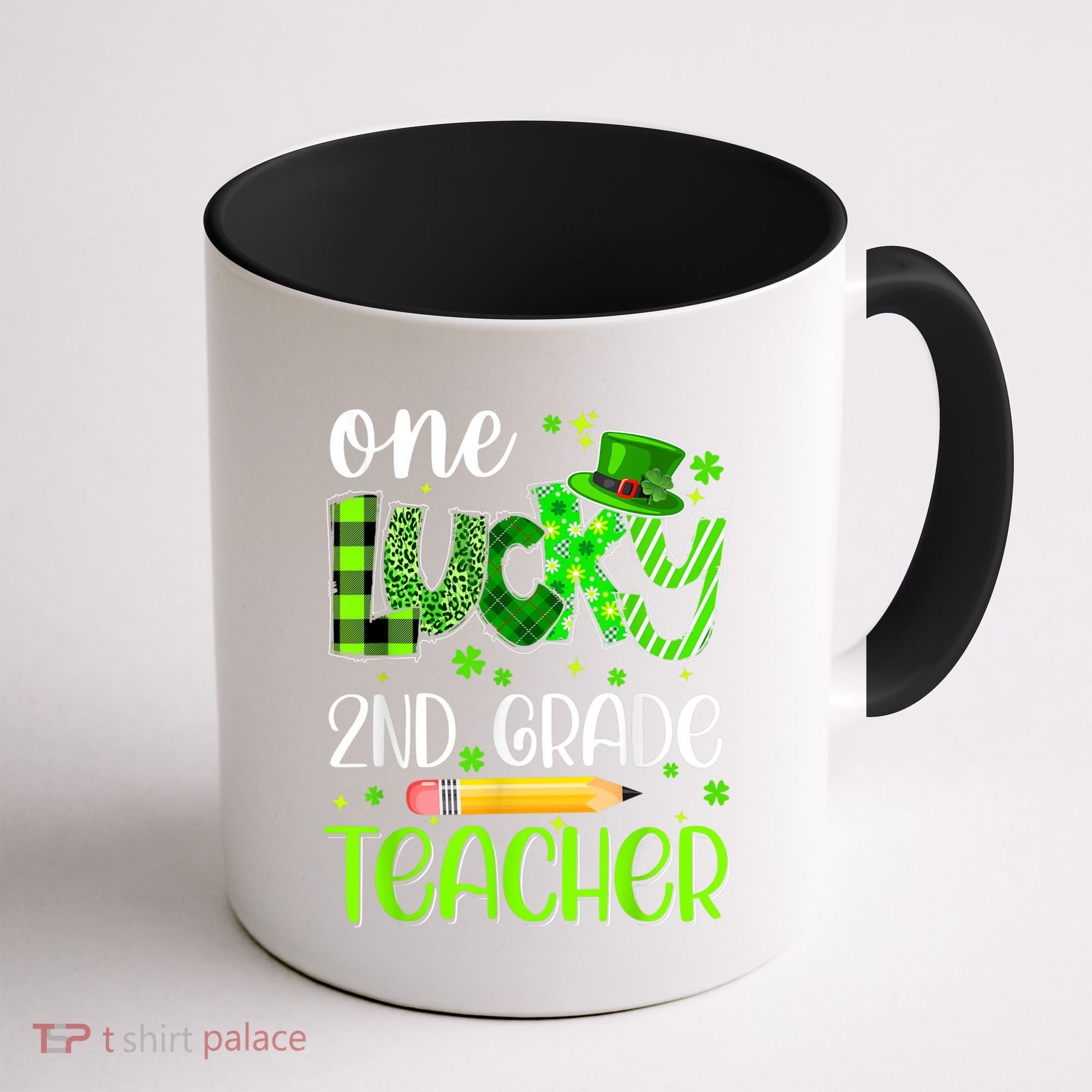 One Lucky 2nd Grade Teacher Pencil Shamrock St Patricks Day Coffee Mug