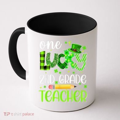 One Lucky 2nd Grade Teacher Pencil Shamrock St Patricks Day Coffee Mug