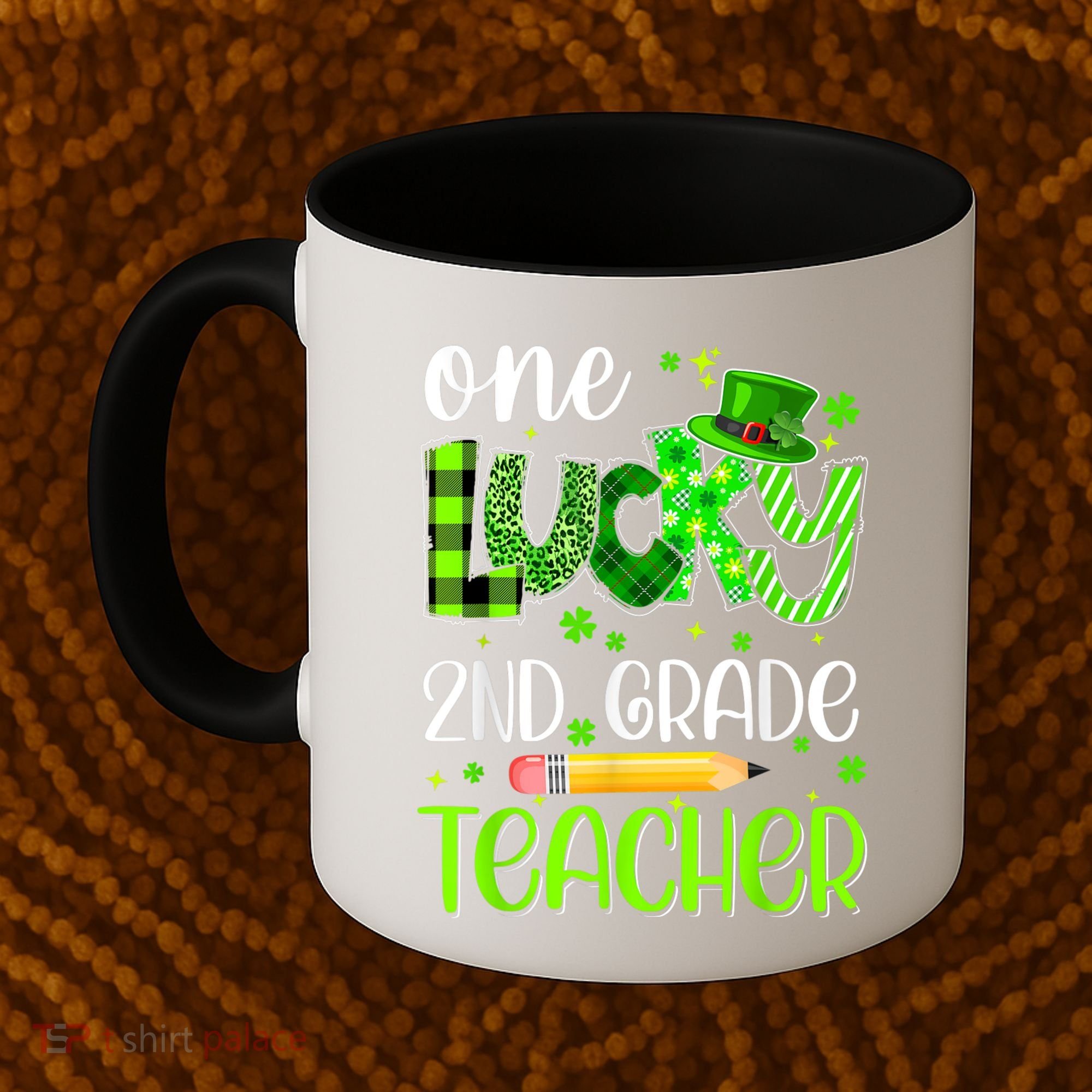 One Lucky 2nd Grade Teacher Pencil Shamrock St Patricks Day Coffee Mug