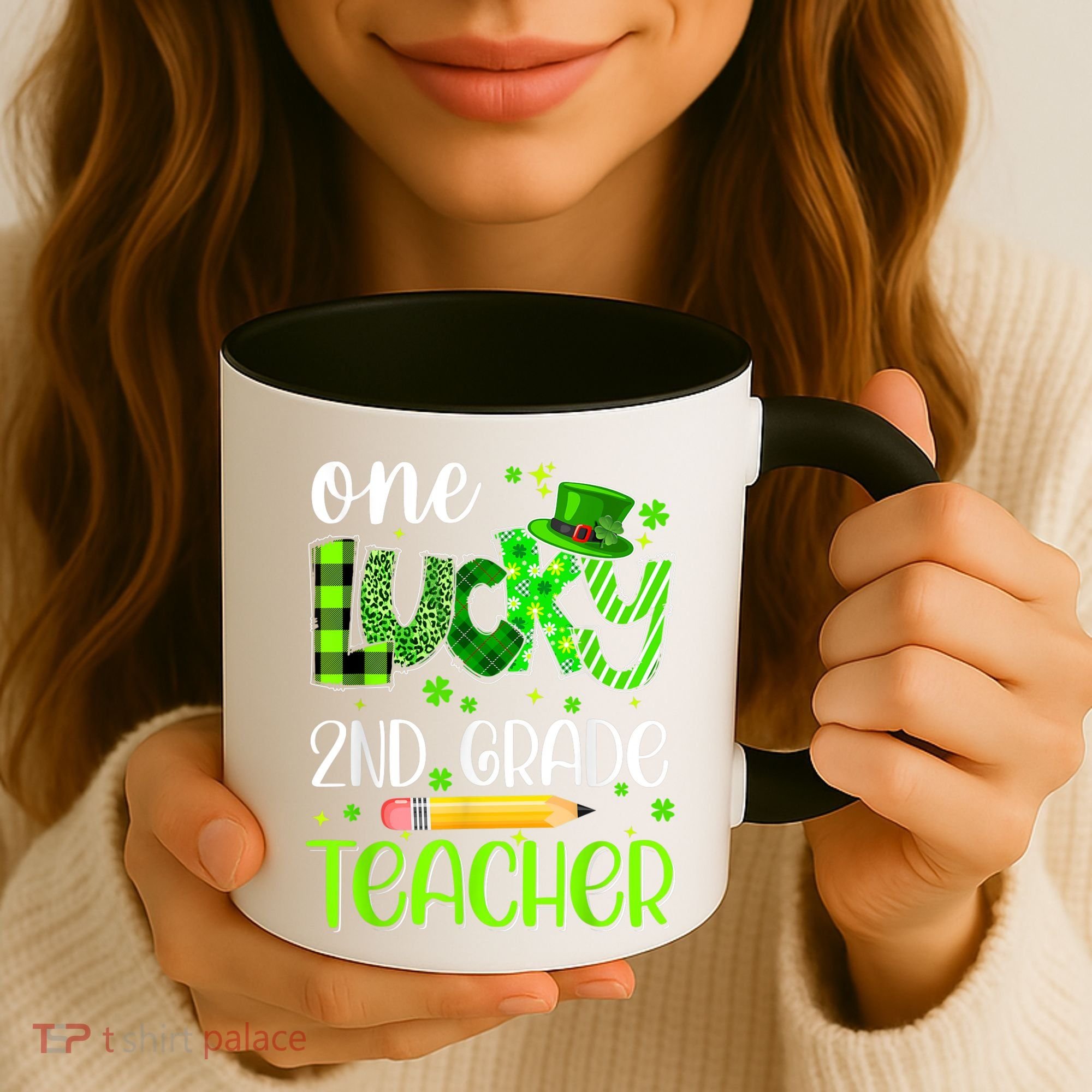 One Lucky 2nd Grade Teacher Pencil Shamrock St Patricks Day Coffee Mug